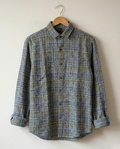 Men's Muted Blue Textured Check Shirt