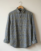 Men's Muted Blue Textured Check Shirt