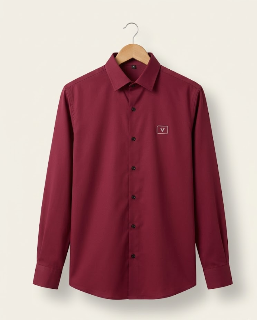 Men’s Wine Satin Shirt with Premium Gloss Finish
