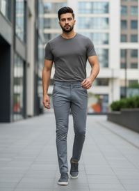 Men’s Graphite Grey Slim Fit Stretch Pants – Ultra-Comfort Performance Fabric