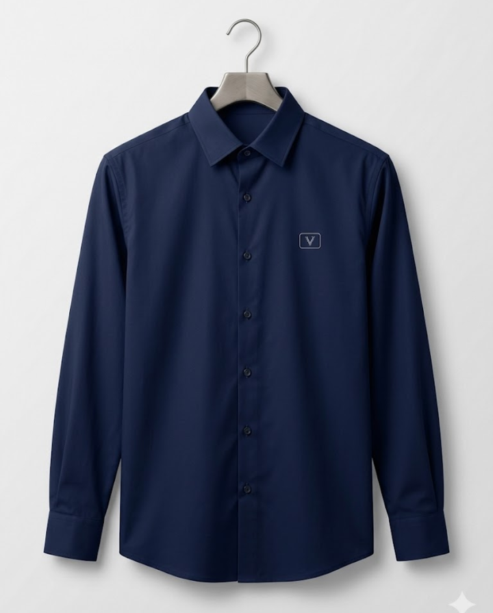 Men’s Navy Blue Satin Shirt – Classic Luxe Evening Essential