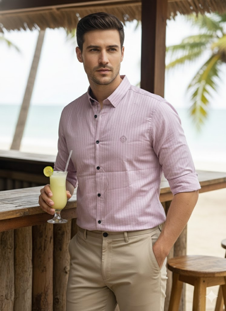 Men’s Light Pink Striped Shirt