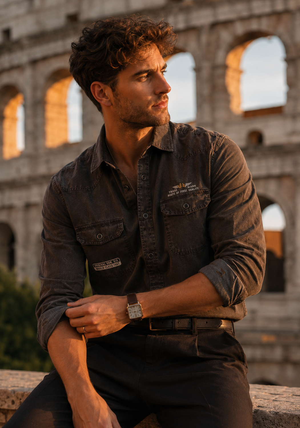 Men’s Vintage Charcoal Utility Shirt