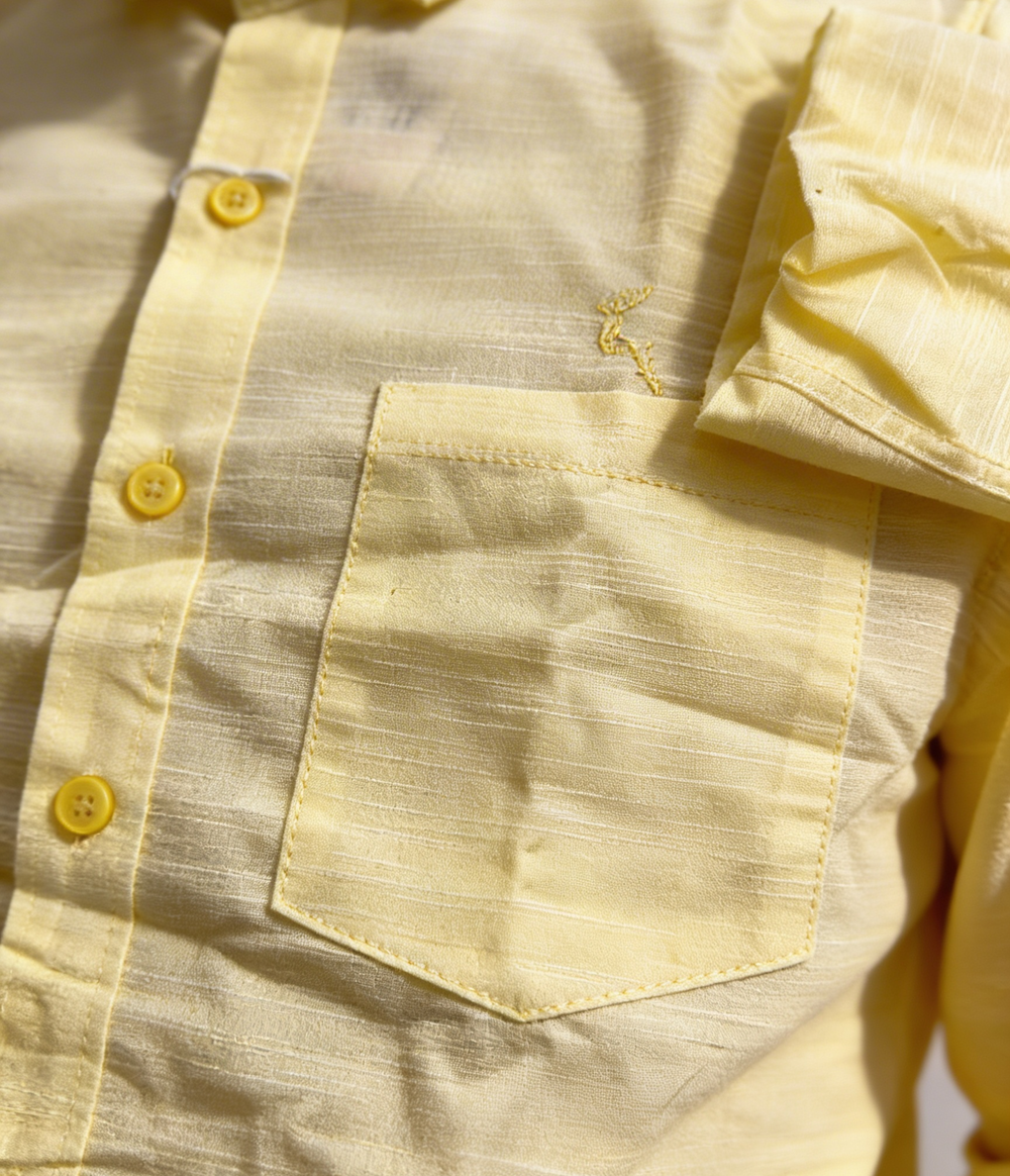 Men’s Pastel Yellow Cotton Linen Shirt
