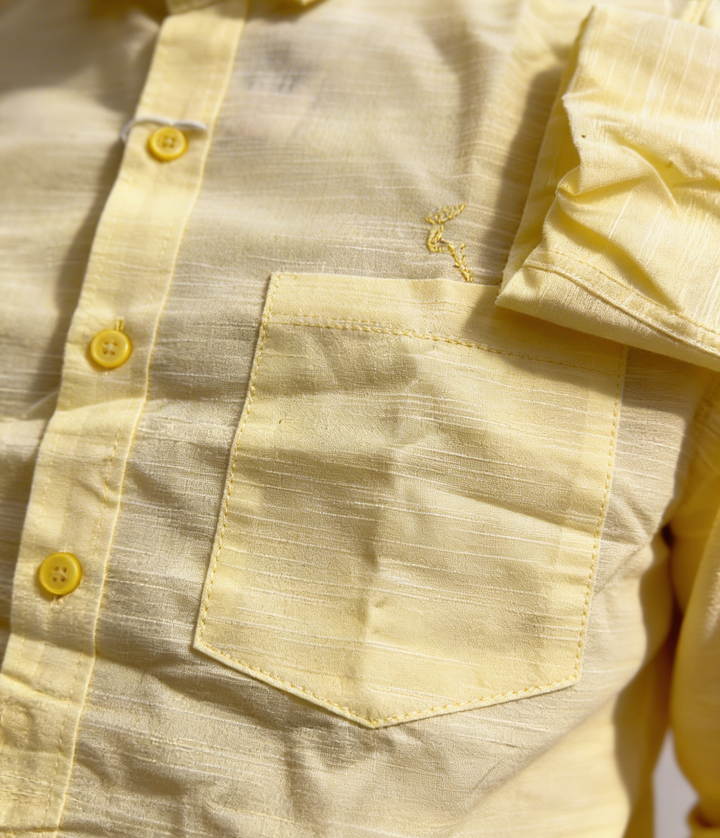 Men’s Pastel Yellow Cotton Linen Shirt