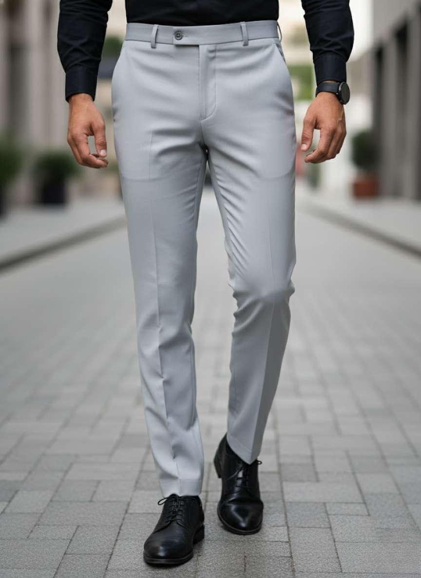 Men’s Light Grey Imported Formal Pant – Slim Fit