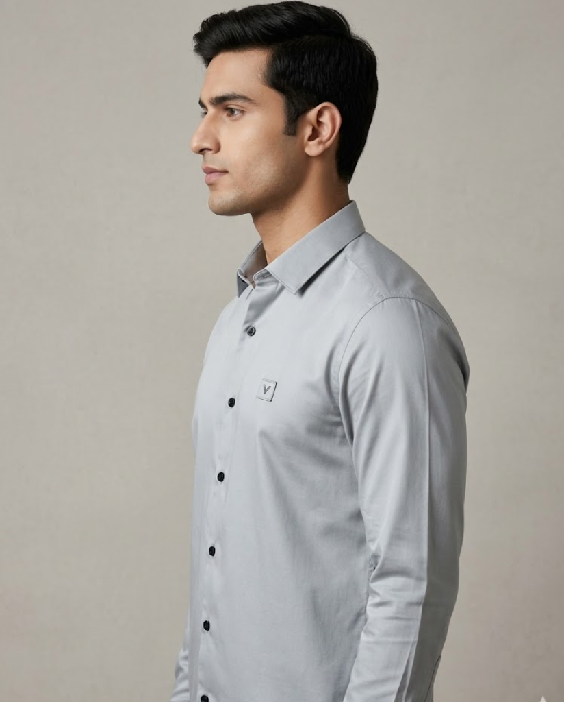 mens dress shirt silver Men's Silver Satin Shirt with Luxe Shine – Premium Evening Wear – Kapda Sale