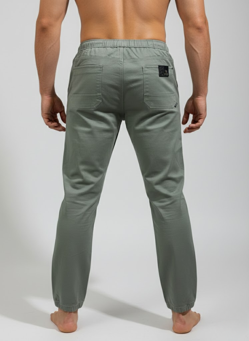 Men’s Sage Green Slim Fit Stretch Jogger Pants – ComfortFlex Everyday Wear