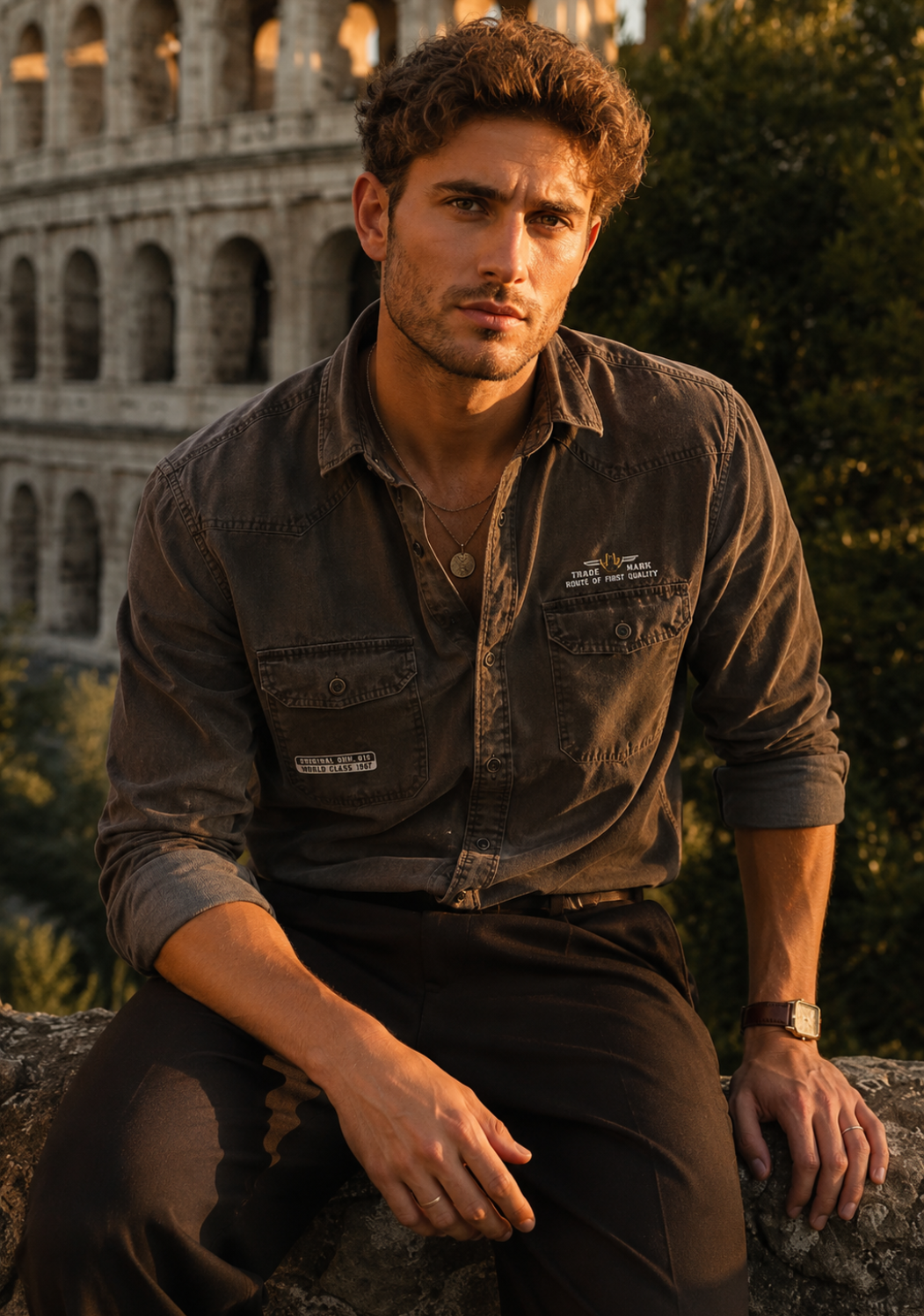 Men’s Vintage Charcoal Utility Shirt