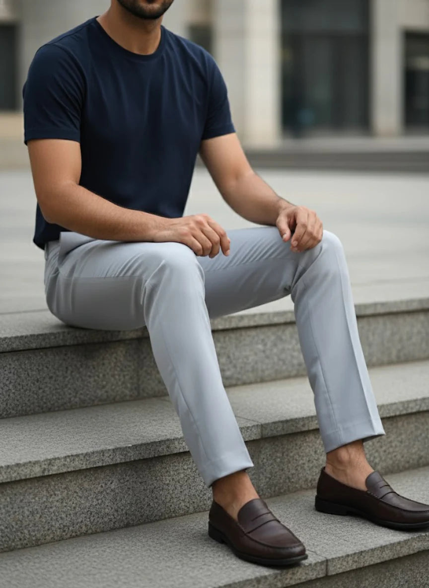 Men’s White Shirt with Grey & Black Trousers Combo Set