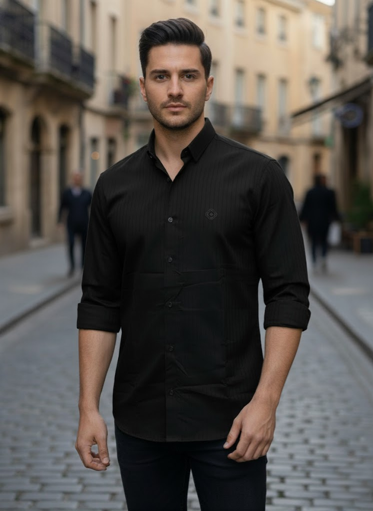 Men’s Premium Black Striped Shirt