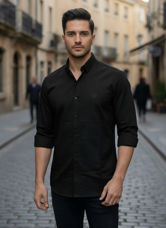 Men’s Premium Black Striped Shirt