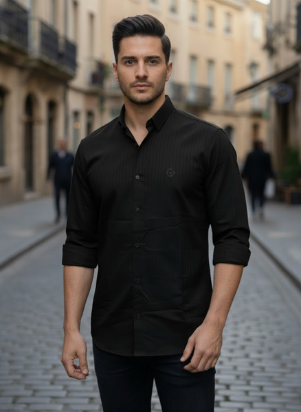 Men’s Premium Black Striped Shirt