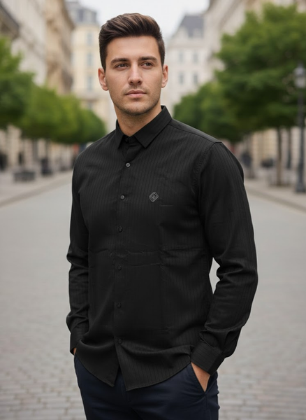 Men’s Premium Black Striped Shirt
