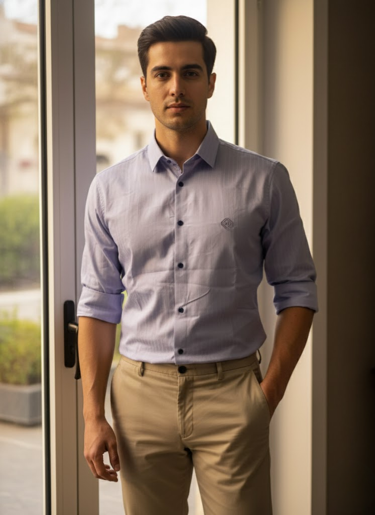 Men’s Pastel Lavender Striped Shirt