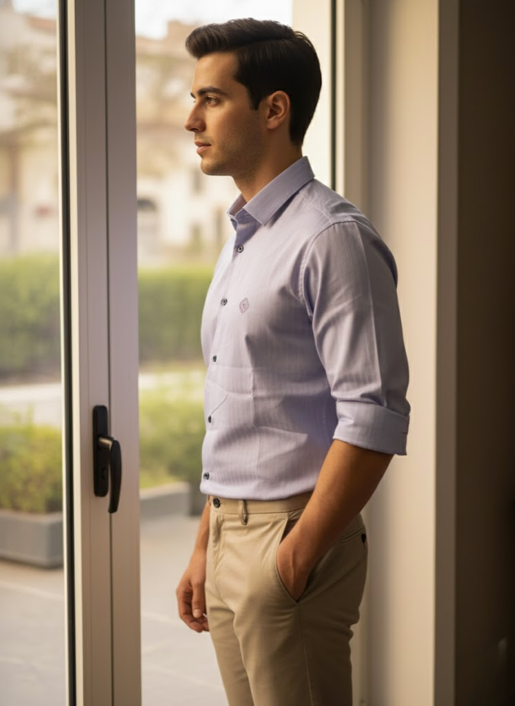 Men’s Pastel Lavender Striped Shirt