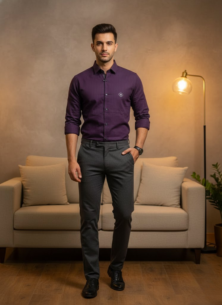 Men’s Deep Plum Striped Shirt