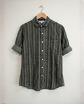 Men's Olive Green Corduroy Vertical Stripe Shirt
