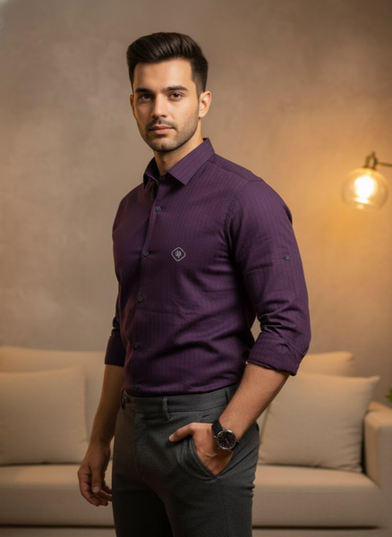 Men’s Deep Plum Striped Shirt