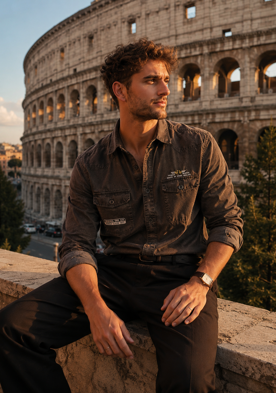 Men’s Vintage Charcoal Utility Shirt