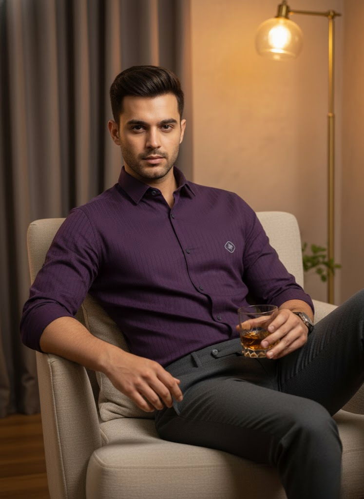 Men’s Deep Plum Striped Shirt