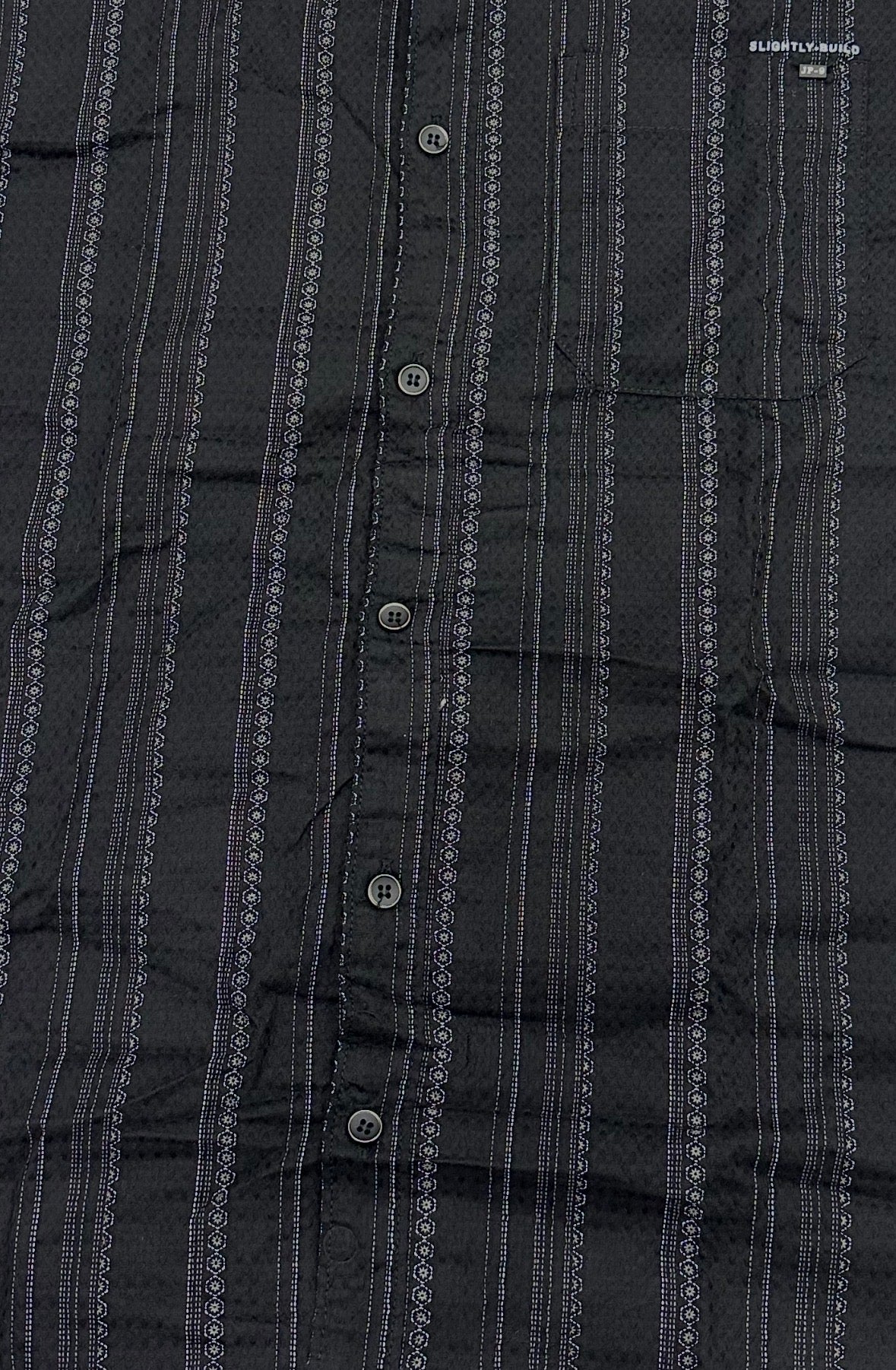 Men’s Jet Black Vertical Striped Cotton Slim Fit Casual Shirt