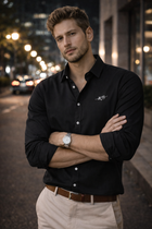 Men’s Premium Black Cotton Smart Casual Shirt