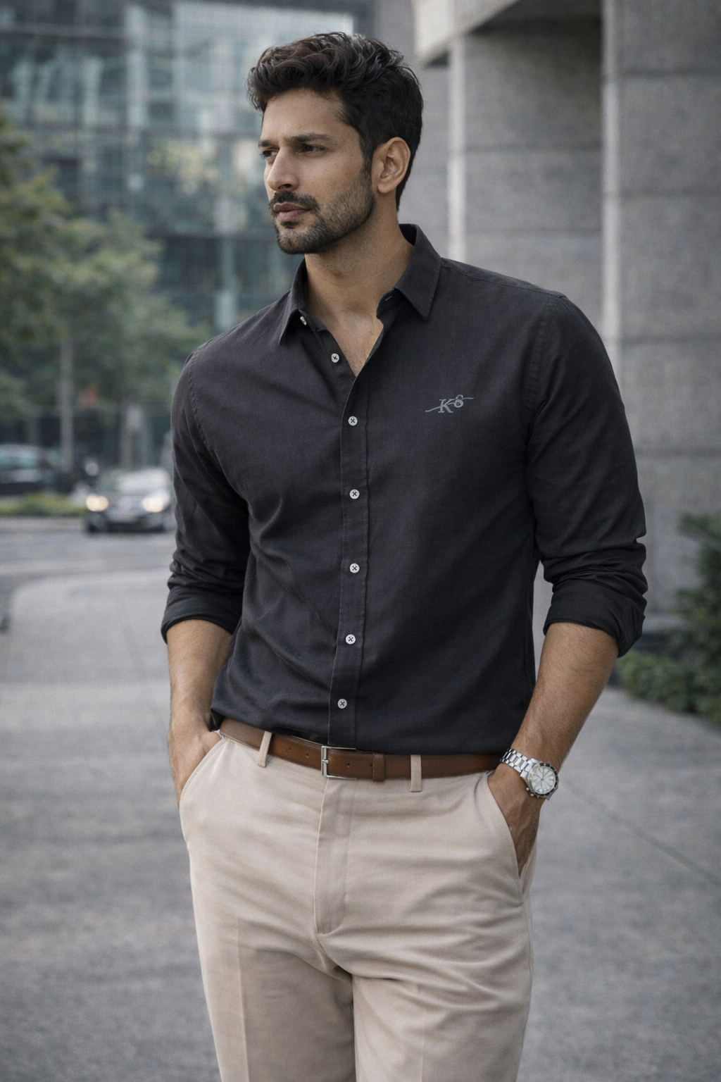 Men’s Dark Grey Premium Cotton Shirt