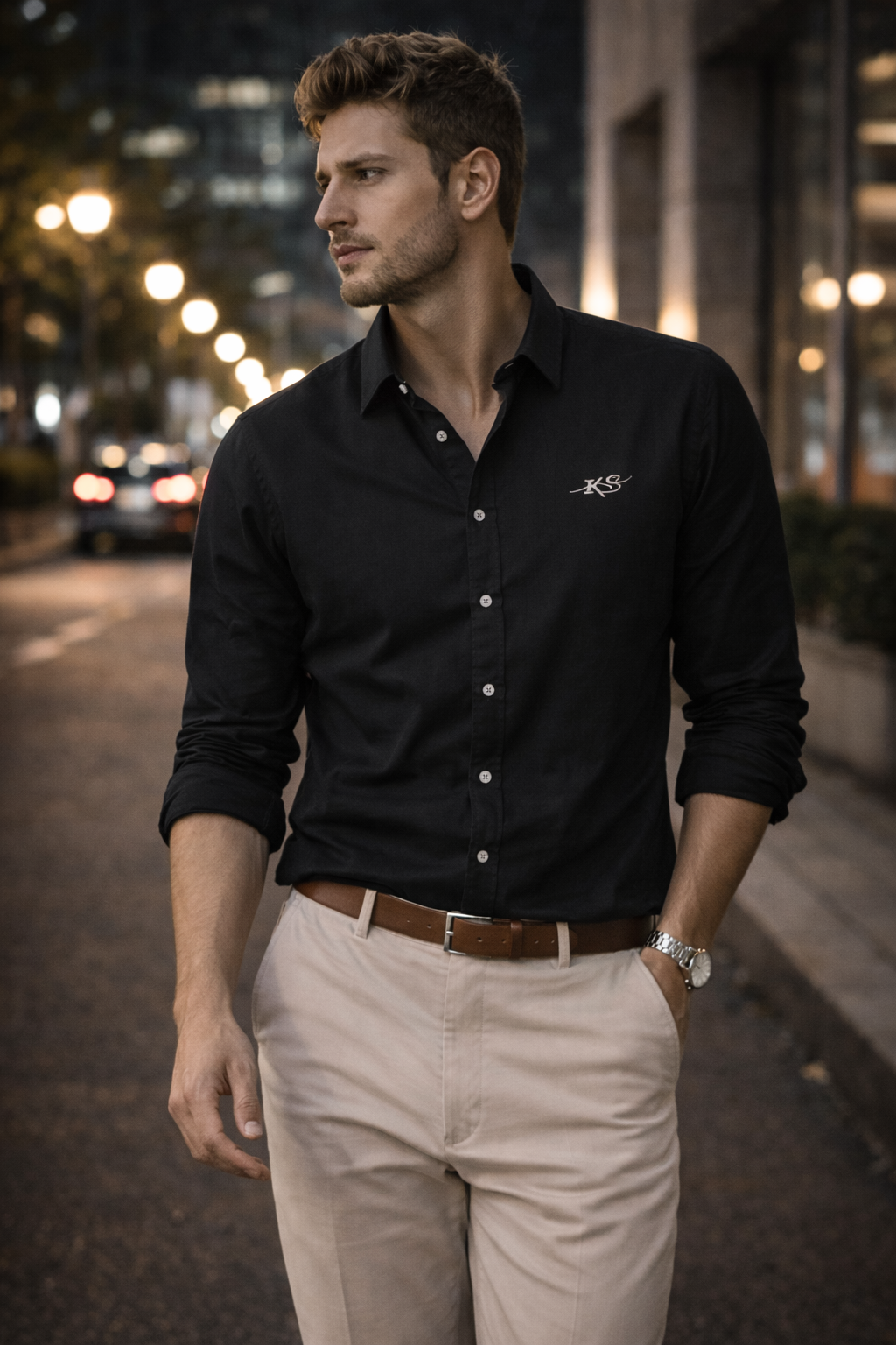 Men’s Premium Black Cotton Smart Casual Shirt