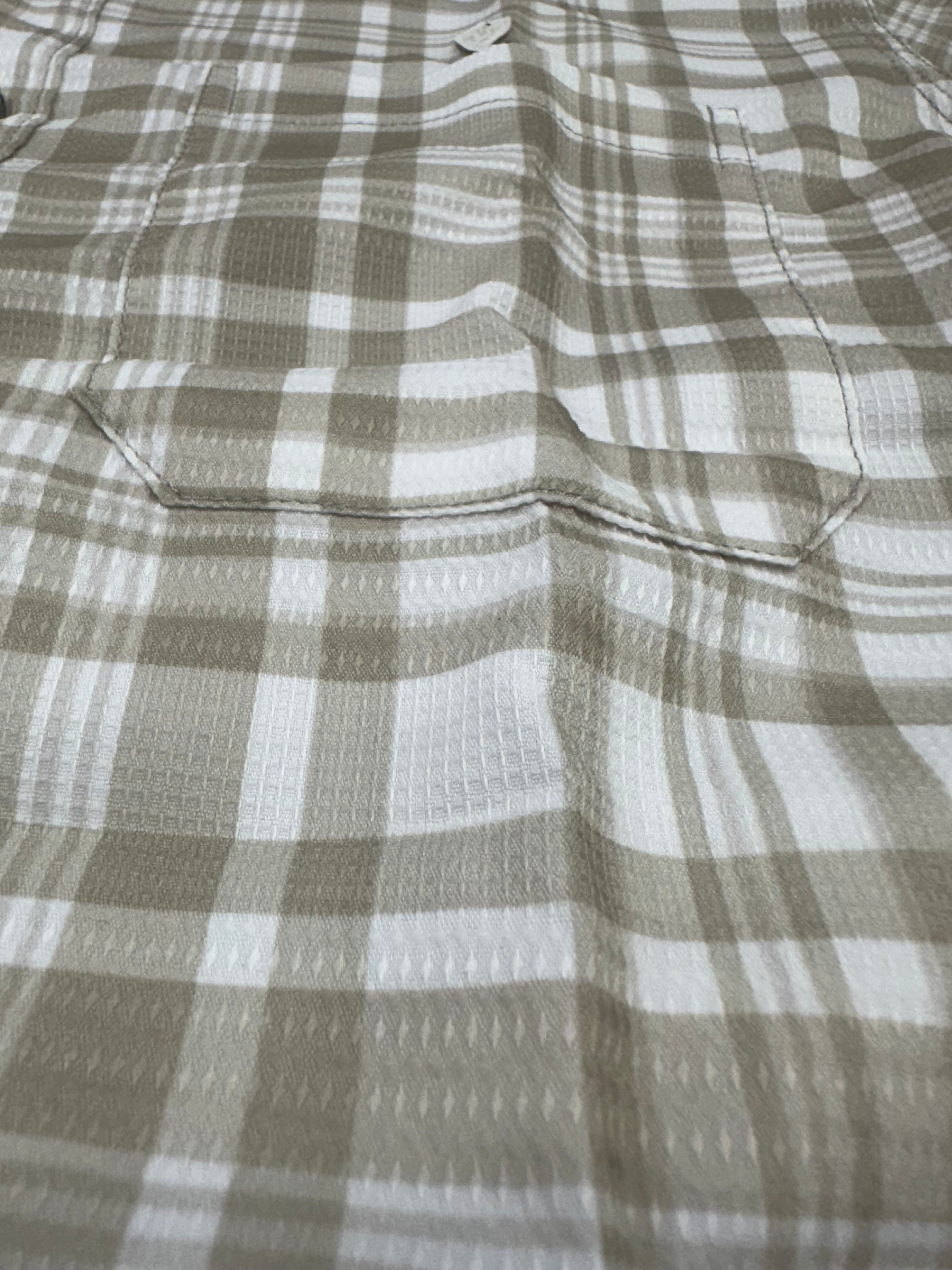 Men’s Beige Lycra Check Shirt – Everyday Café Edition