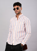 Men’s White Multi-Stripe Casual Shirt