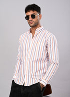 Men’s White Multi-Stripe Casual Shirt
