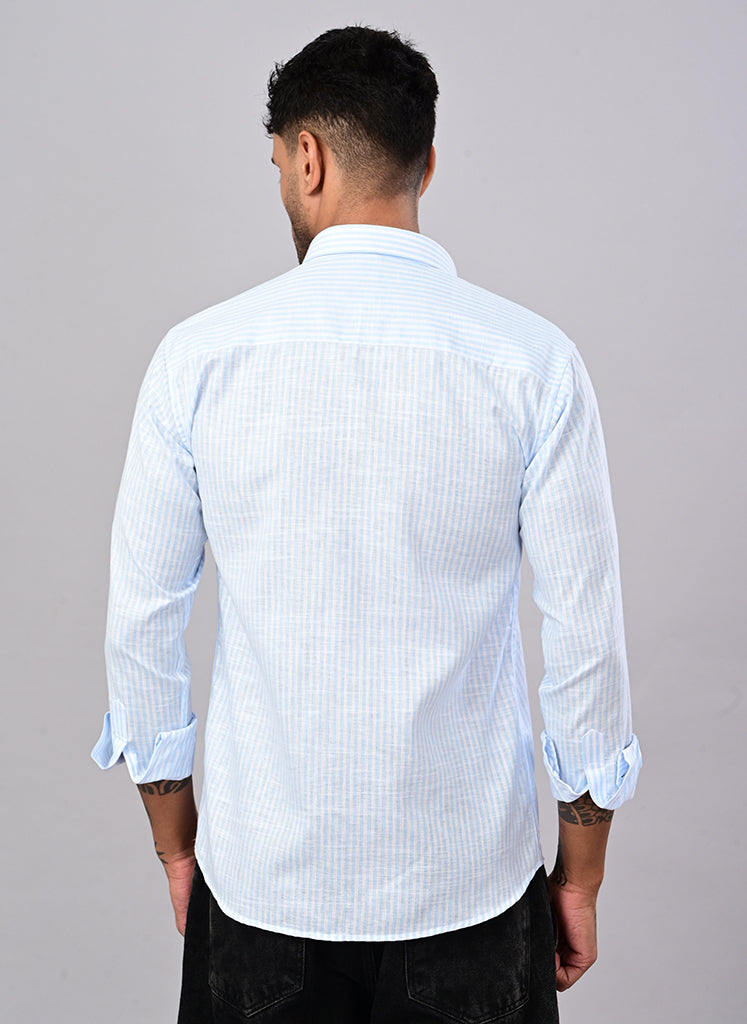 Men’s Sky Blue Pinstripe Casual Shirt