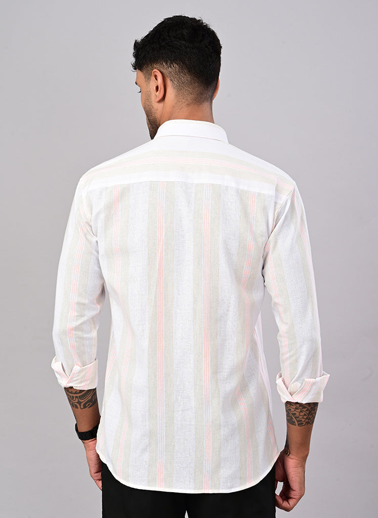 Men’s White Stripe Casual Shirt
