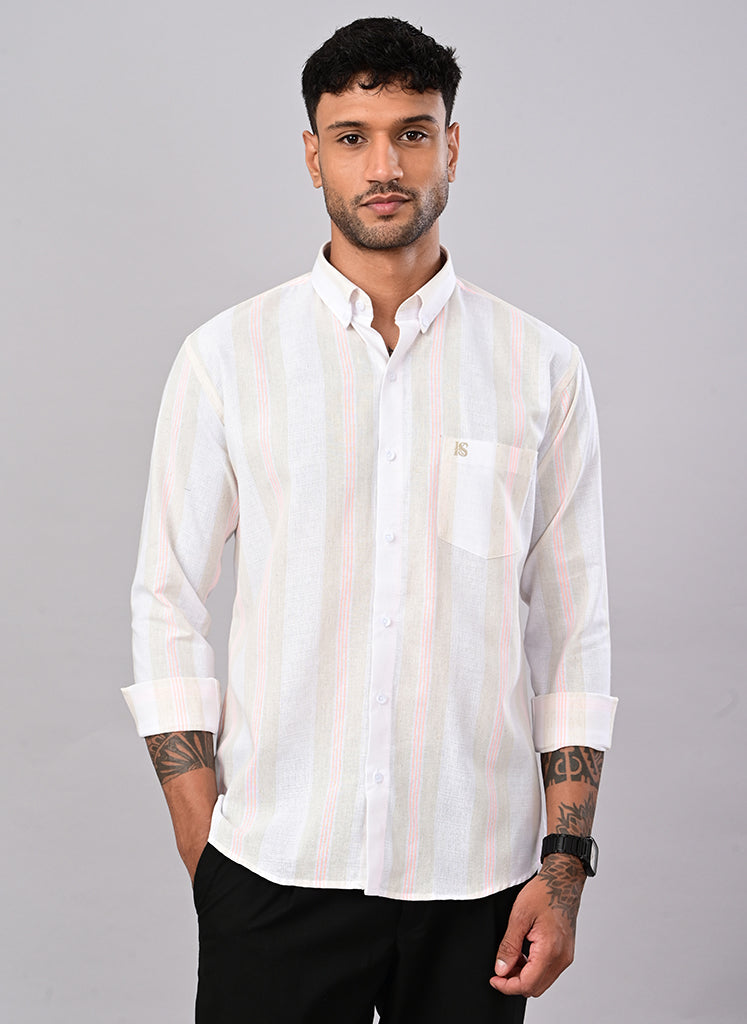 Men’s White Stripe Casual Shirt