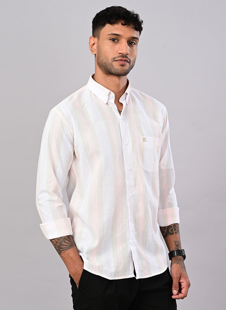 Men’s White Stripe Casual Shirt