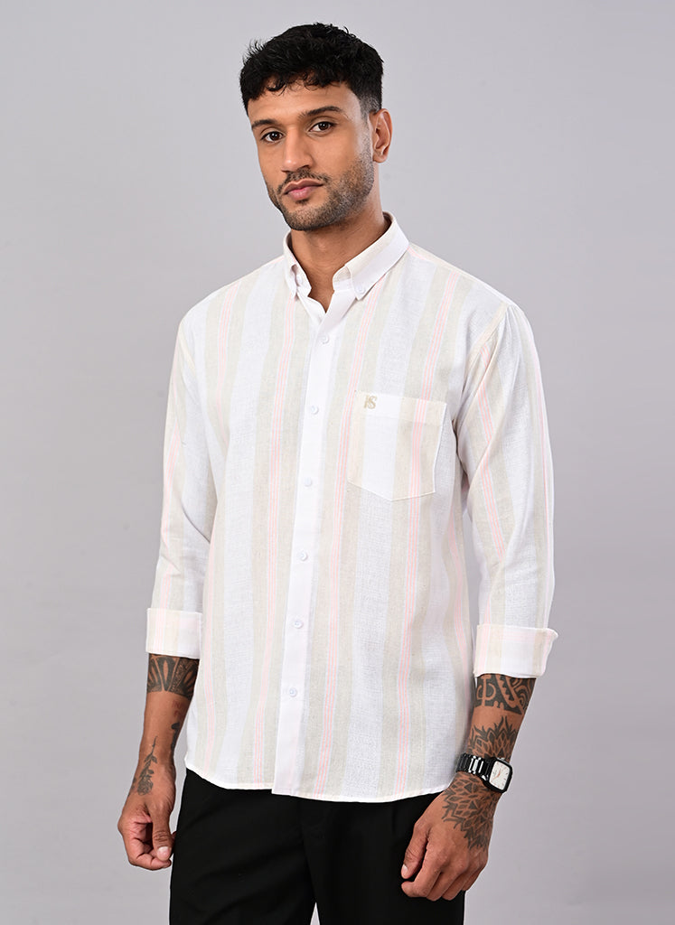 Men’s White Stripe Casual Shirt