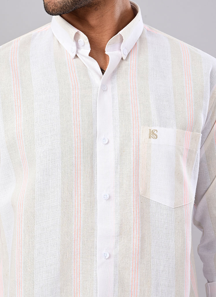 Men’s White Stripe Casual Shirt
