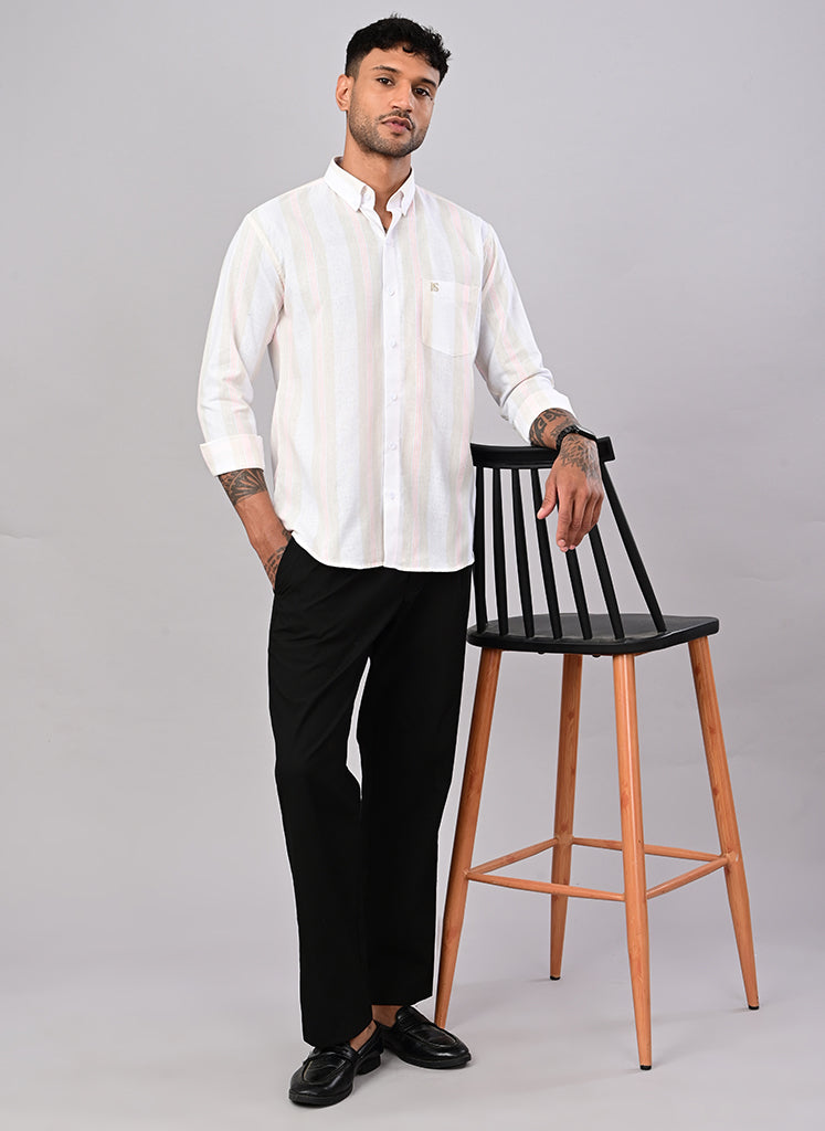 Men’s White Stripe Casual Shirt