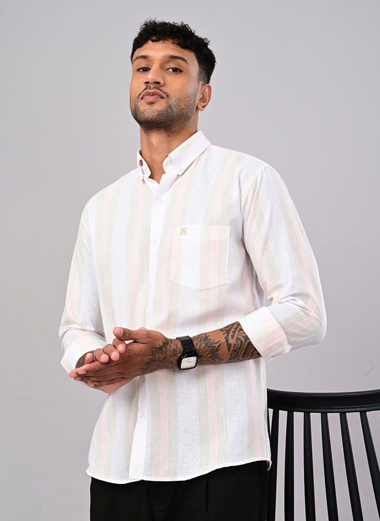 Men’s White Stripe Casual Shirt
