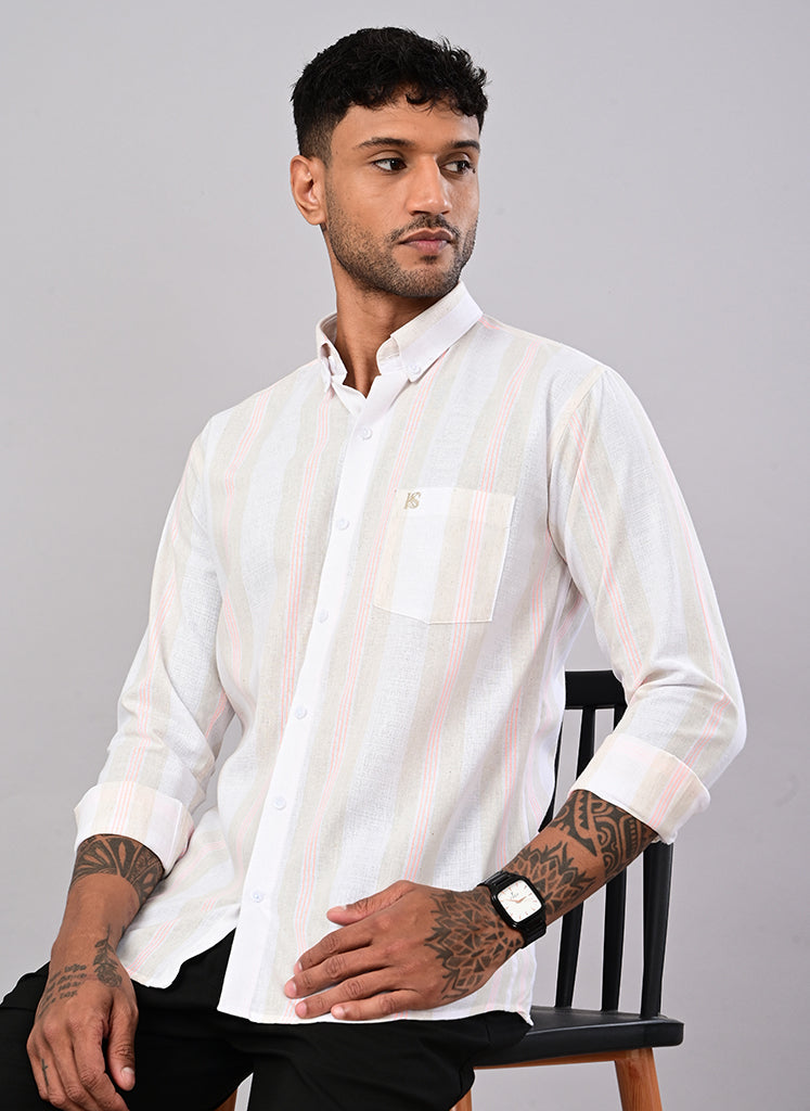 Men’s White Stripe Casual Shirt