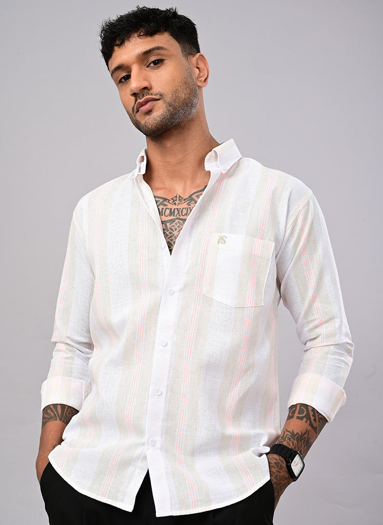 Men’s White Stripe Casual Shirt