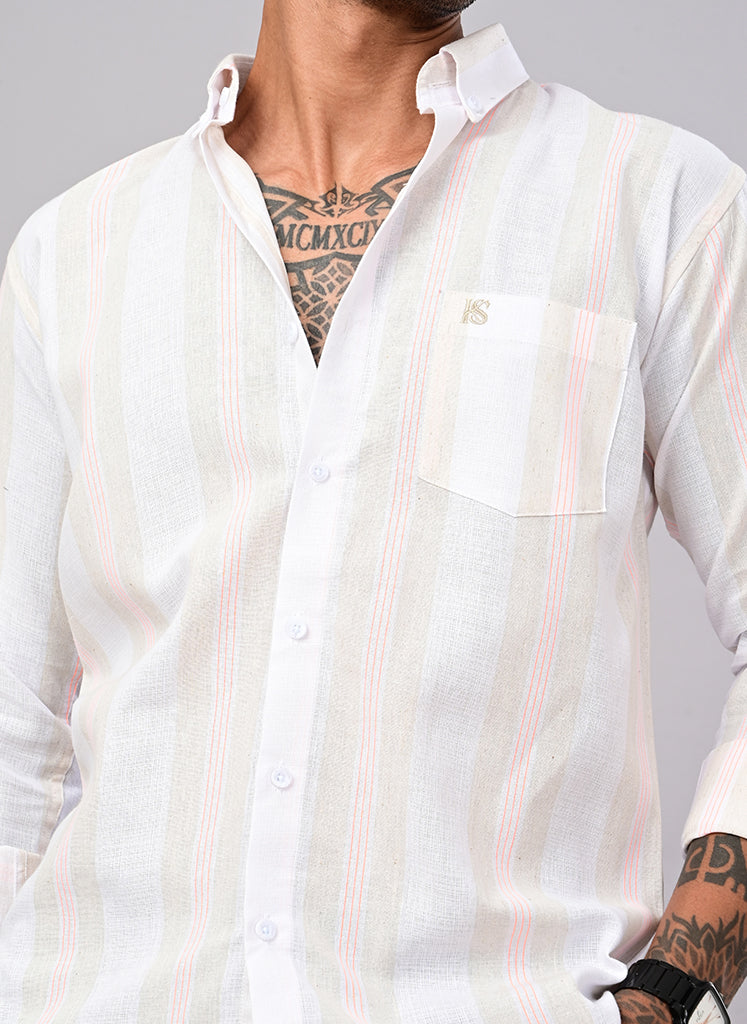 Men’s White Stripe Casual Shirt