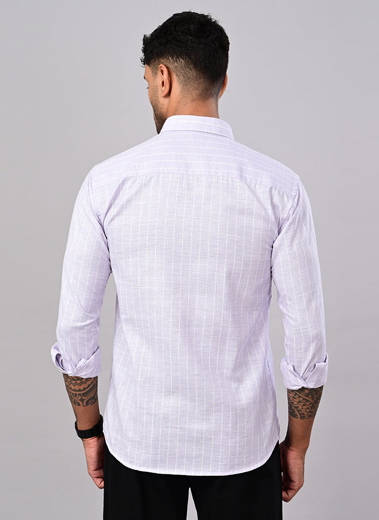 Men’s Lavender Windowpane Check Cotton Shirt