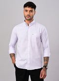 Men’s Lavender Windowpane Check Cotton Shirt