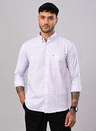 Men’s Lavender Windowpane Check Cotton Shirt