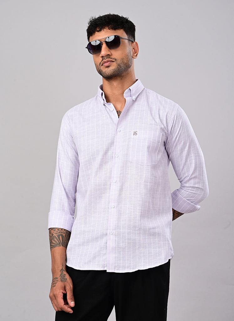 Men’s Lavender Windowpane Check Cotton Shirt