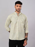 Men’s Olive Melange Textured Cotton Shirt