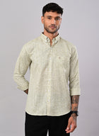 Men’s Olive Melange Textured Cotton Shirt