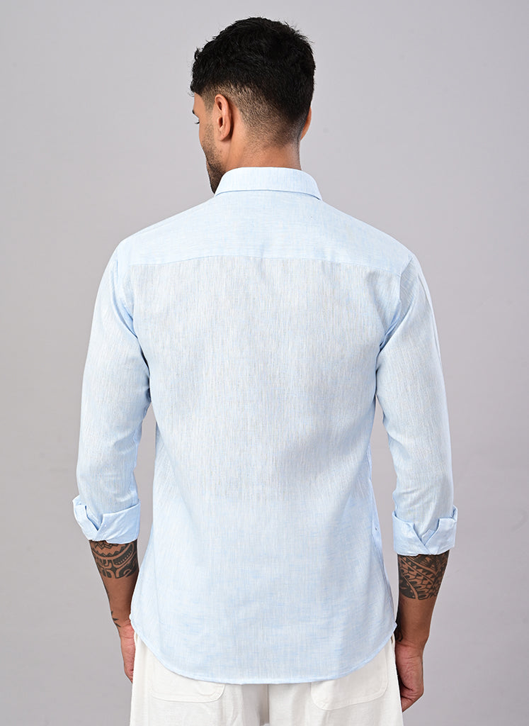 Men’s Solid Sky Blue Cotton Shirt